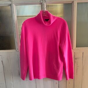 Talbots 100% Cashmere Bright Pink Turtleneck Sweater